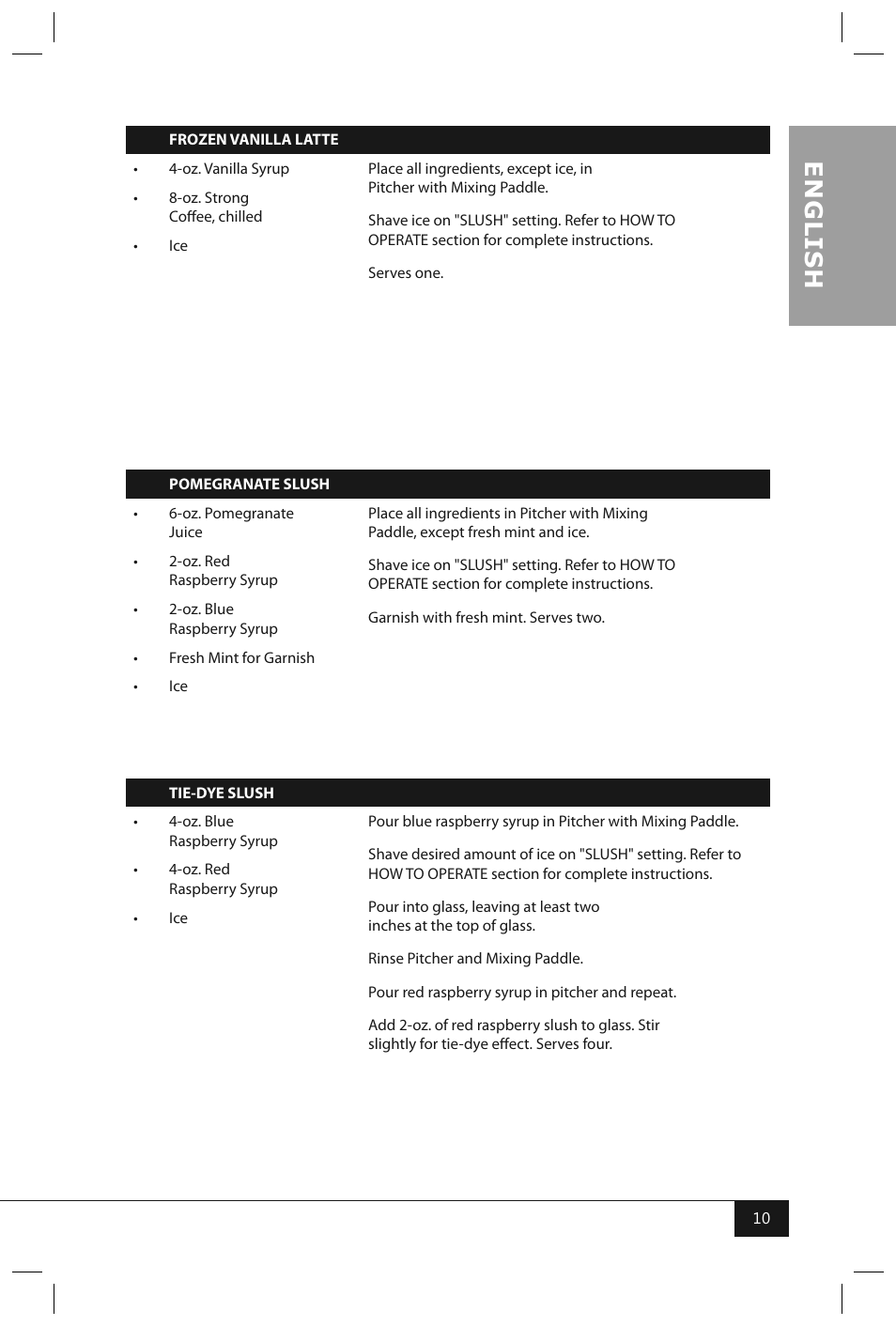 En g li s h | Nostalgia Electrics FBS400 RETRO RED User Manual | Page 12 / 34