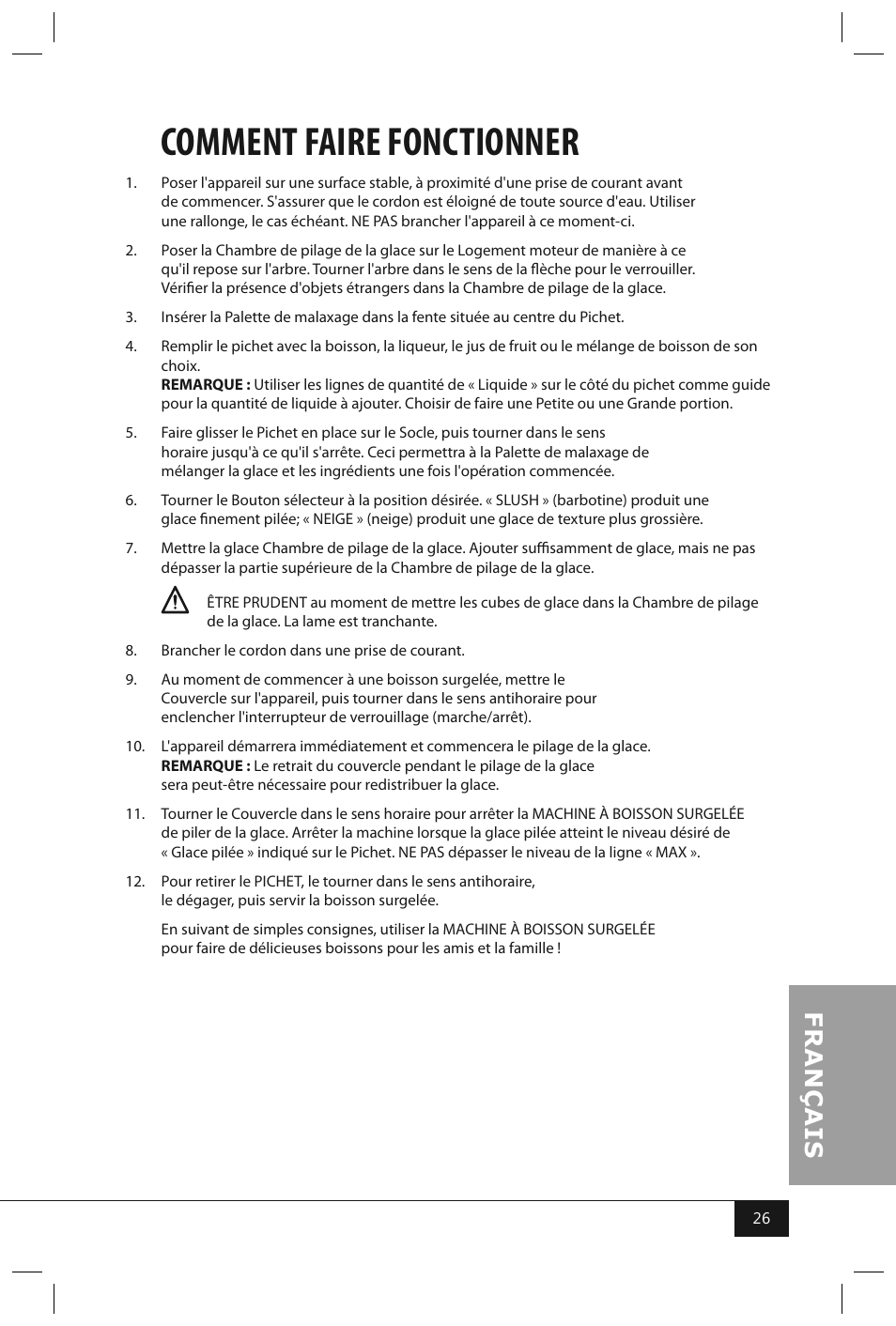 Comment faire fonctionner | Nostalgia Electrics FBS400 RETRO RED User Manual | Page 28 / 34