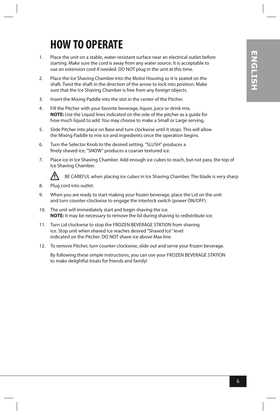 How to operate, En g li s h | Nostalgia Electrics FBS400 RETRO RED User Manual | Page 8 / 34