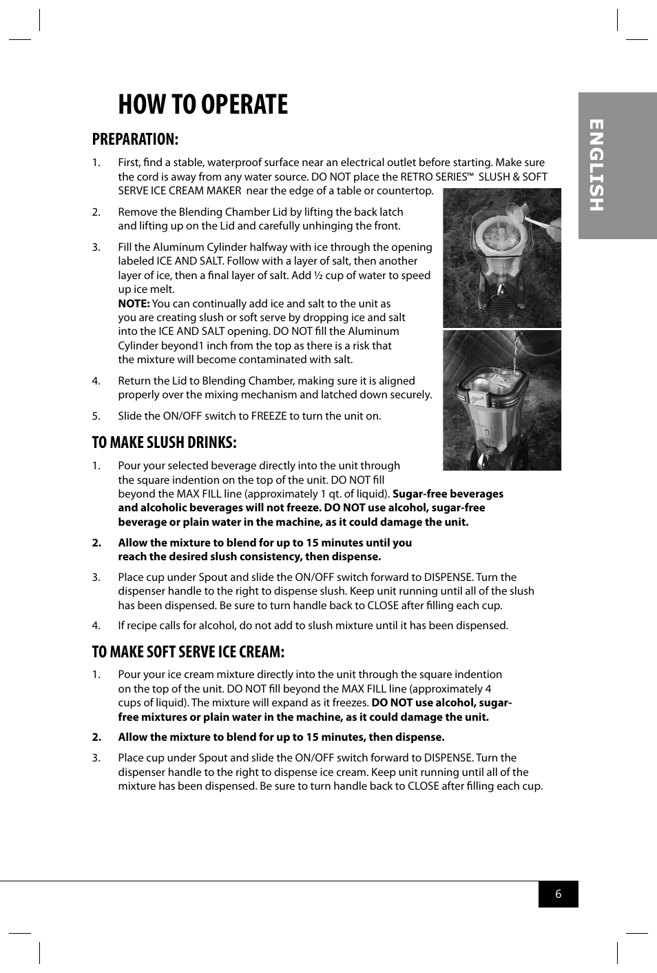 How to operate, En g li s h, Preparation | Nostalgia Electrics RSM850 User Manual | Page 8 / 12