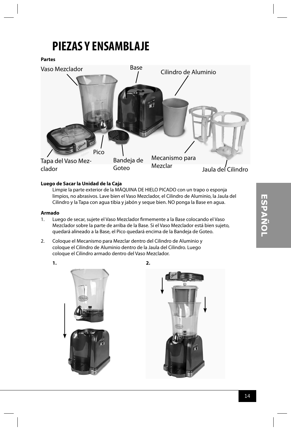Piezas y ensamblaje | Nostalgia Electrics RSM650 User Manual | Page 16 / 32