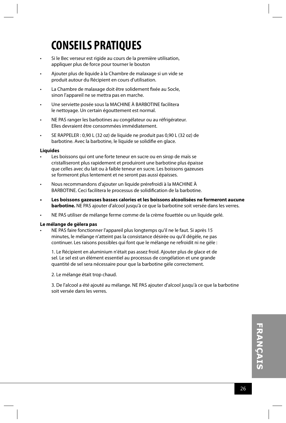 Conseils pratiques | Nostalgia Electrics RSM650 User Manual | Page 28 / 32