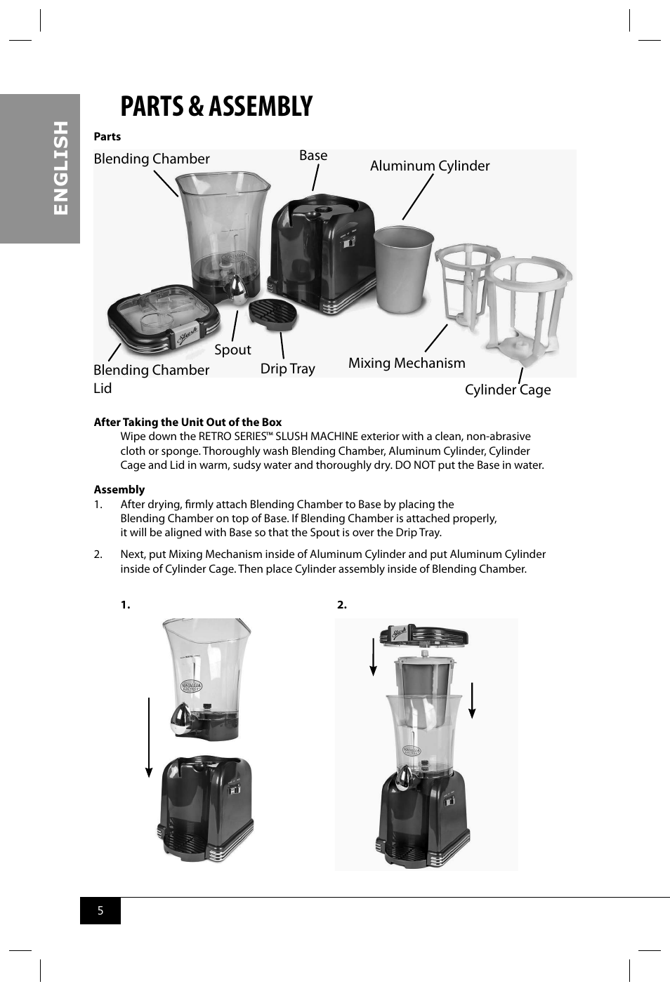 Parts & assembly, En g li s h | Nostalgia Electrics RSM650 User Manual | Page 7 / 32