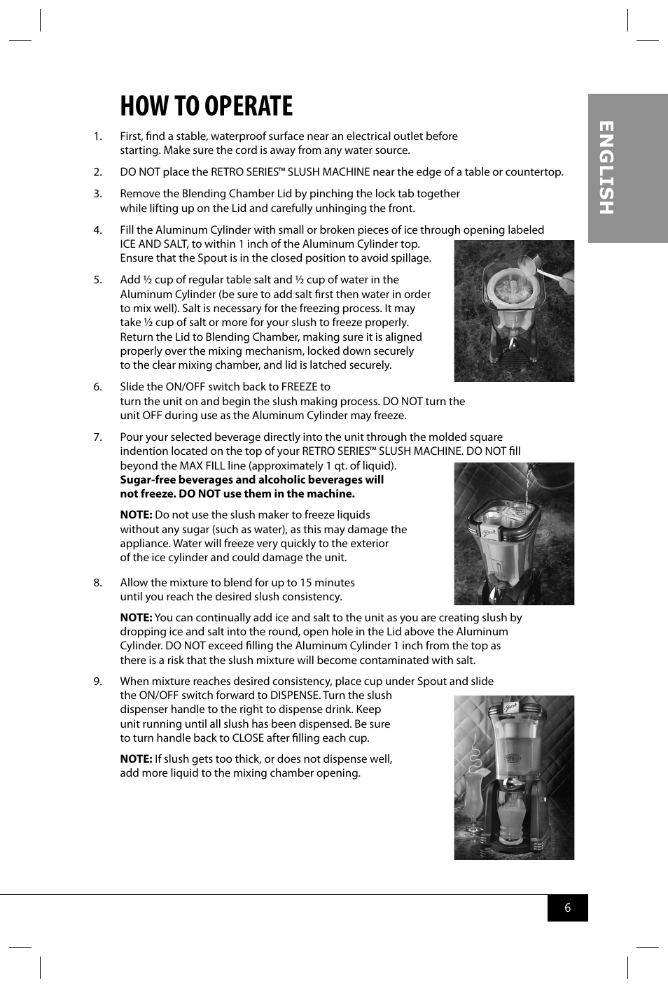 How to operate, En g li s h | Nostalgia Electrics RSM650 User Manual | Page 8 / 32