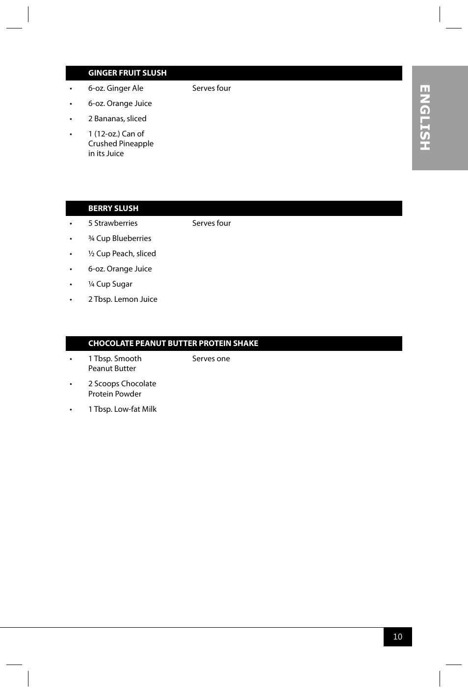 En g li s h | Nostalgia Electrics MSB64 SERIES User Manual | Page 12 / 34