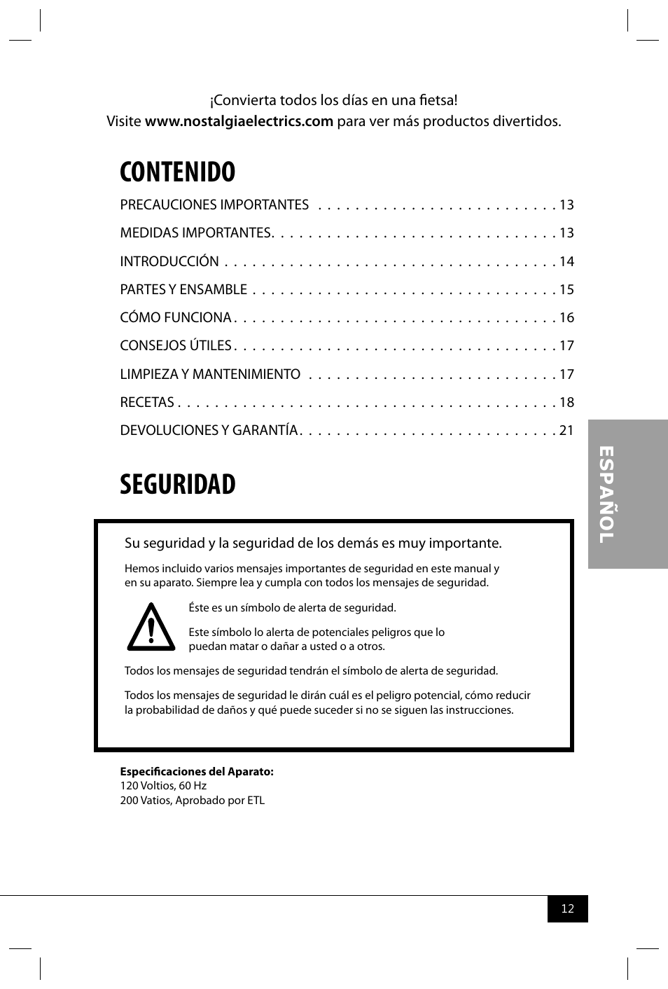 Nostalgia Electrics MSB64 SERIES User Manual | Page 14 / 34