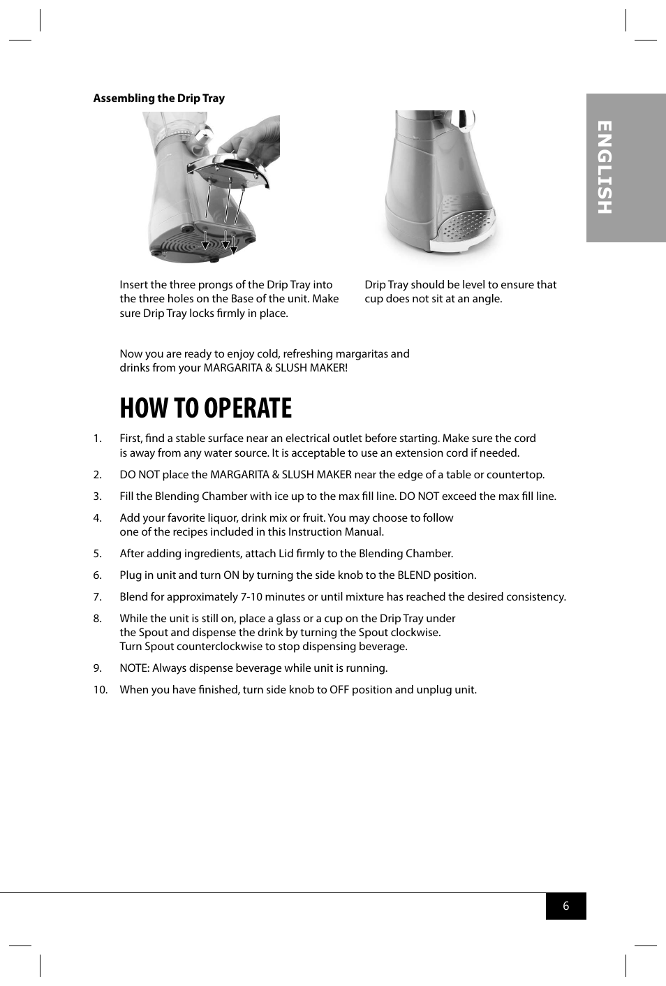 How to operate, En g li s h | Nostalgia Electrics MSB64 SERIES User Manual | Page 8 / 34