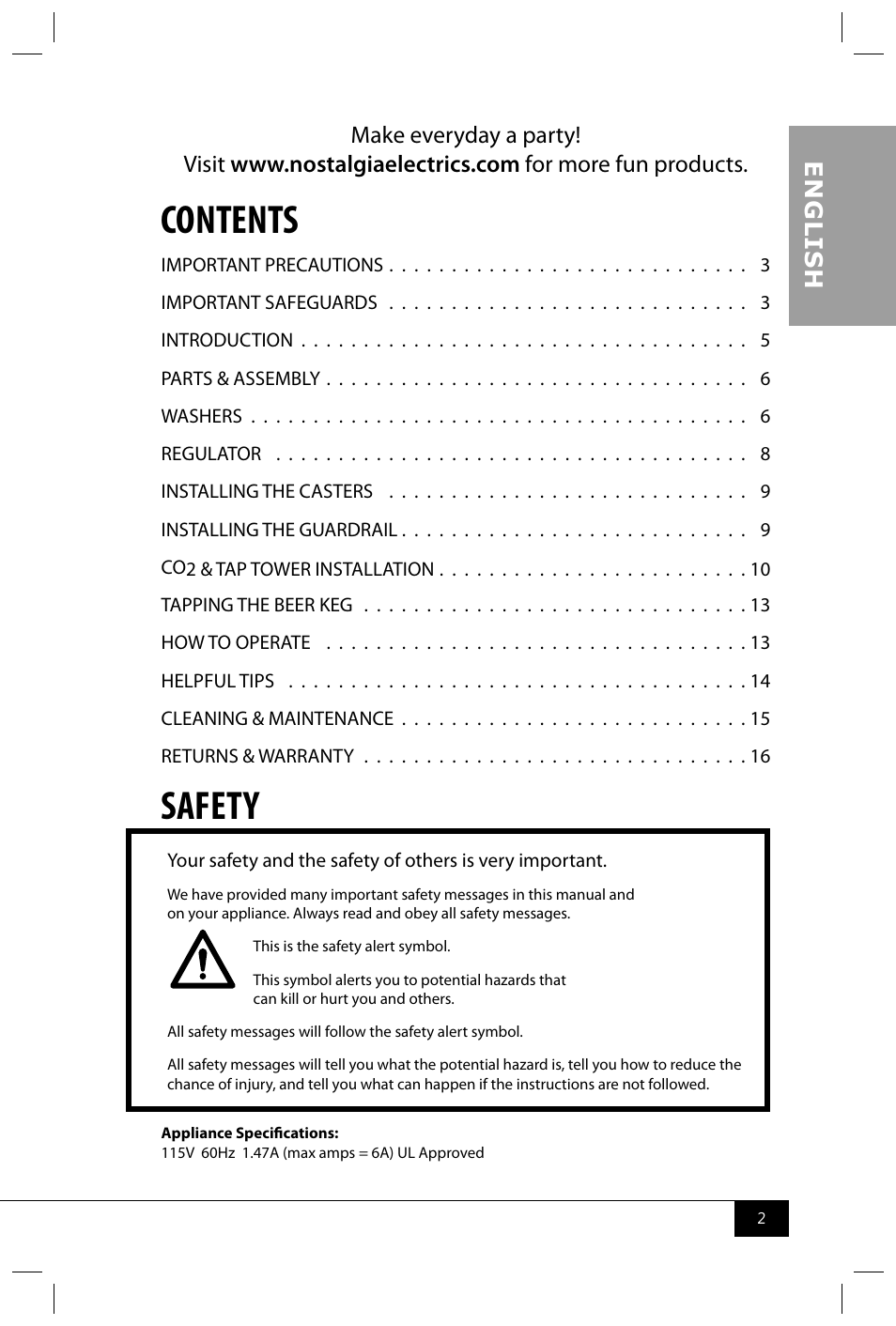 Nostalgia Electrics KRS2100 SERIES User Manual | Page 4 / 18