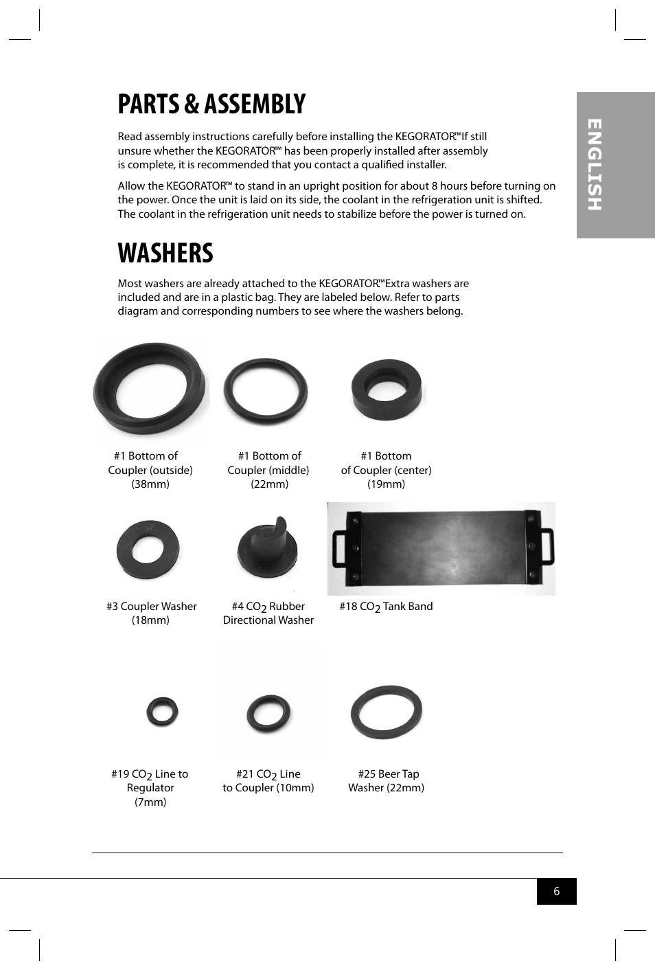 Parts & assembly, Washers, En g li s h | Nostalgia Electrics KRS2100 SERIES User Manual | Page 8 / 18