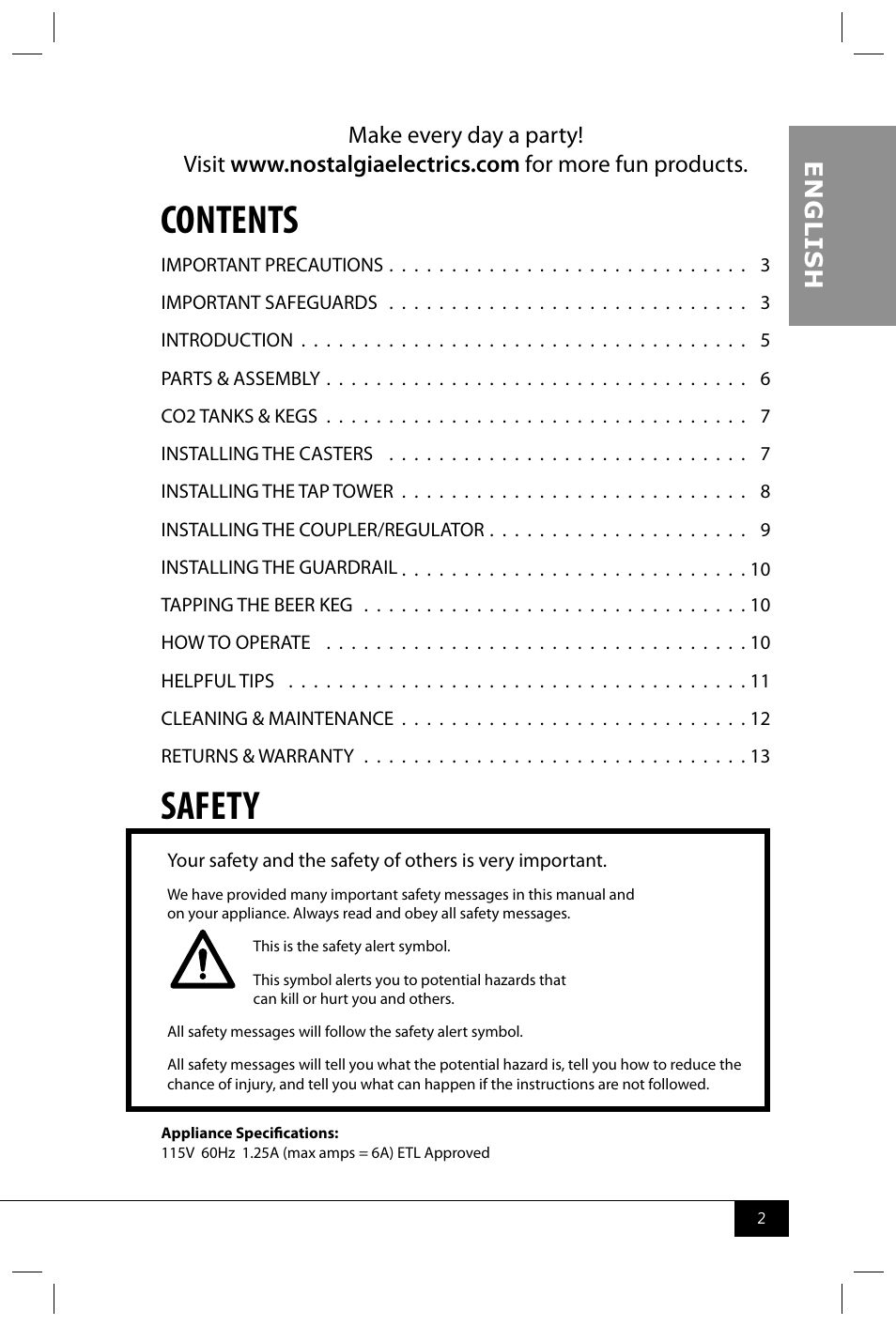 Nostalgia Electrics KEG9000 DTSS User Manual | Page 4 / 16
