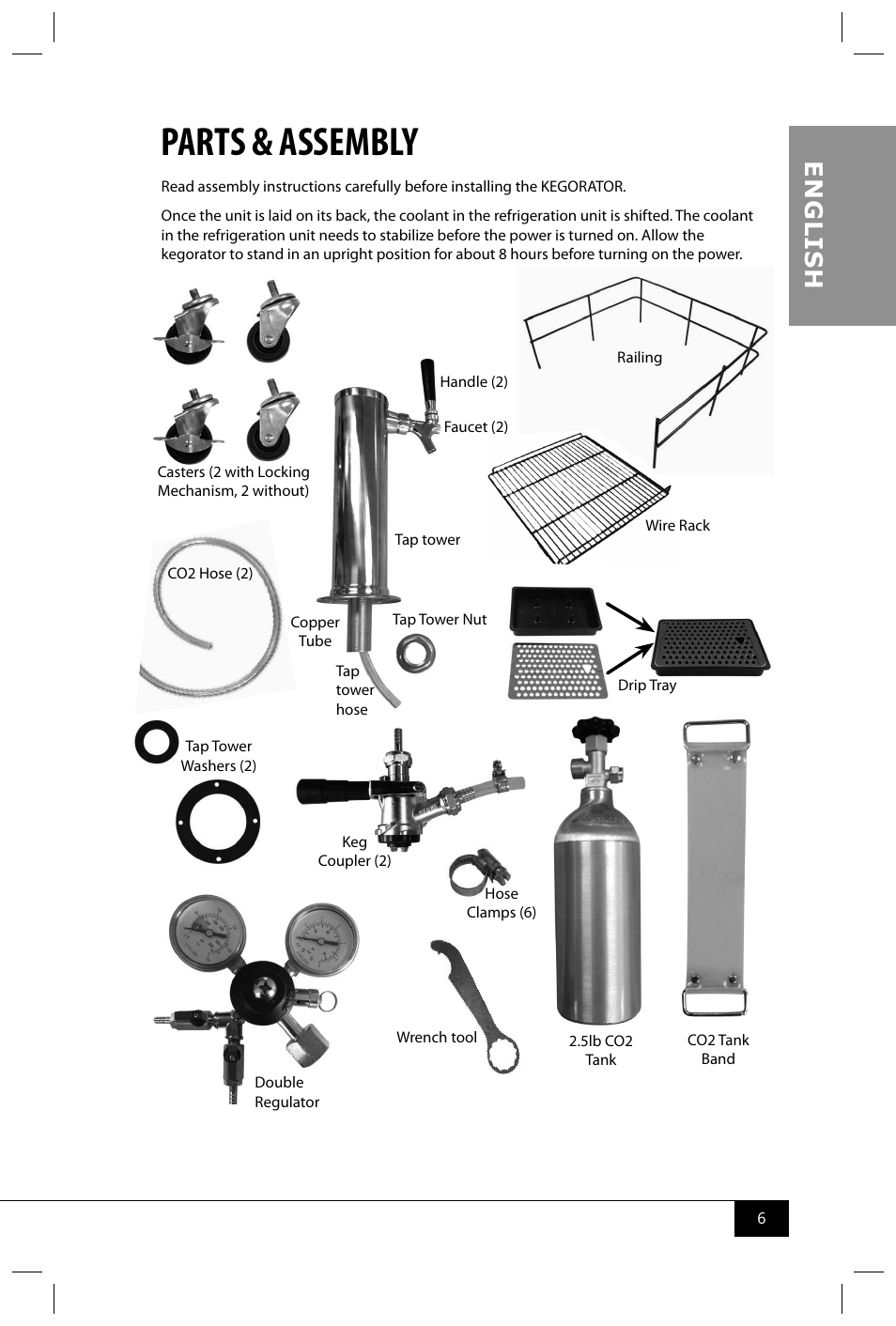 Parts & assembly, En g li s h | Nostalgia Electrics KEG9000 DTSS User Manual | Page 8 / 16