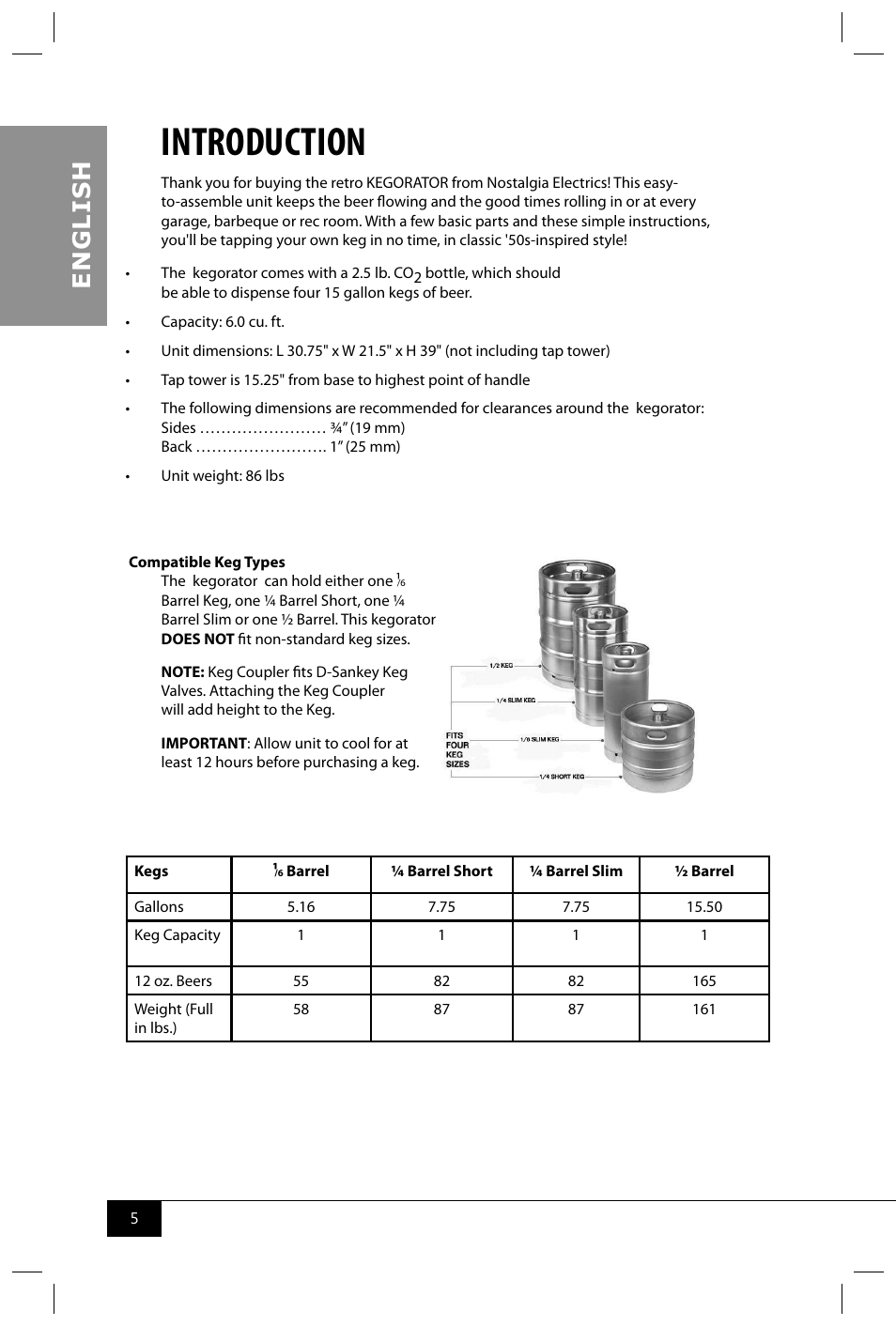 Introduction, En g li s h | Nostalgia Electrics KEG8000 RETRO RED User Manual | Page 7 / 16