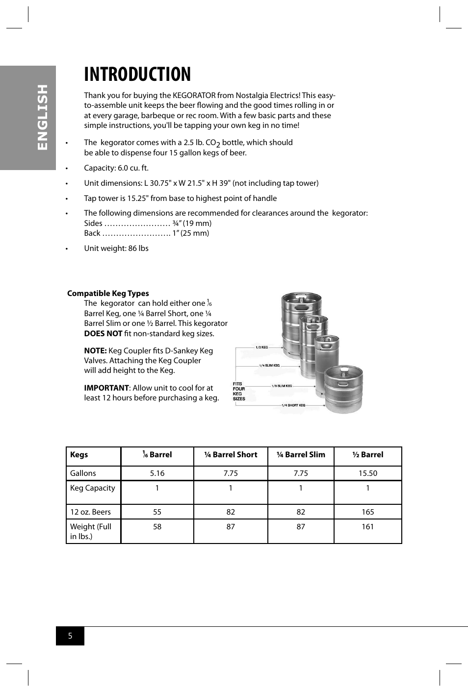 Introduction, En g li s h | Nostalgia Electrics KEG7000SS User Manual | Page 7 / 16