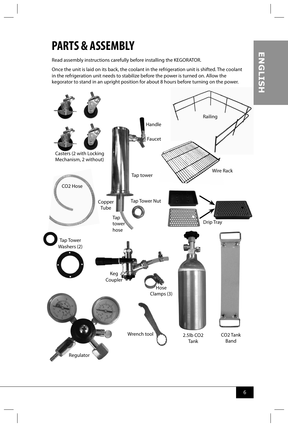 Parts & assembly, En g li s h | Nostalgia Electrics KEG7000SS User Manual | Page 8 / 16