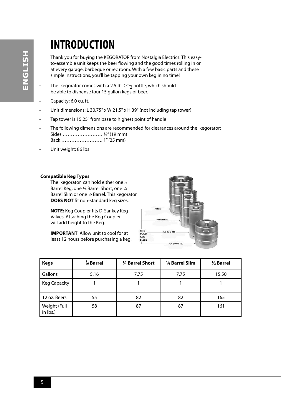 Introduction, En g li s h | Nostalgia Electrics KEG6000BLK User Manual | Page 7 / 16