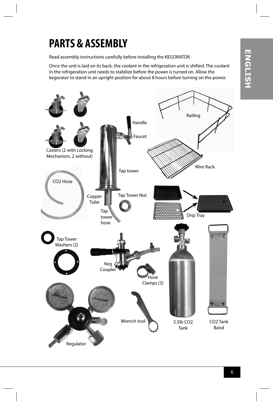 Parts & assembly, En g li s h | Nostalgia Electrics KEG6000BLK User Manual | Page 8 / 16