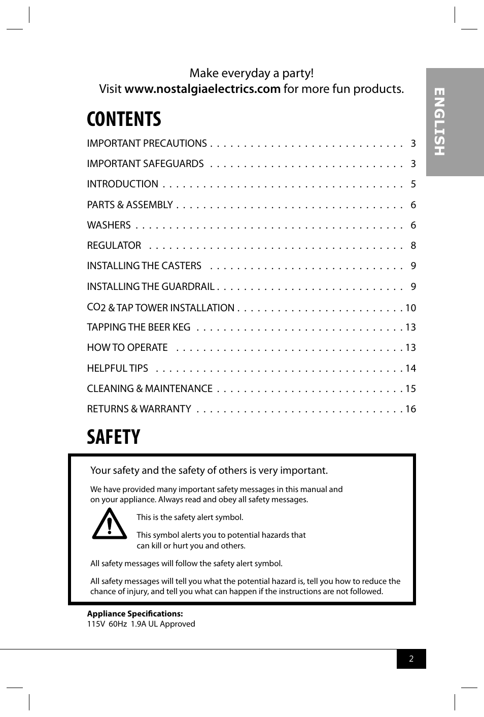 Nostalgia Electrics KRS6100 SERIES User Manual | Page 4 / 18