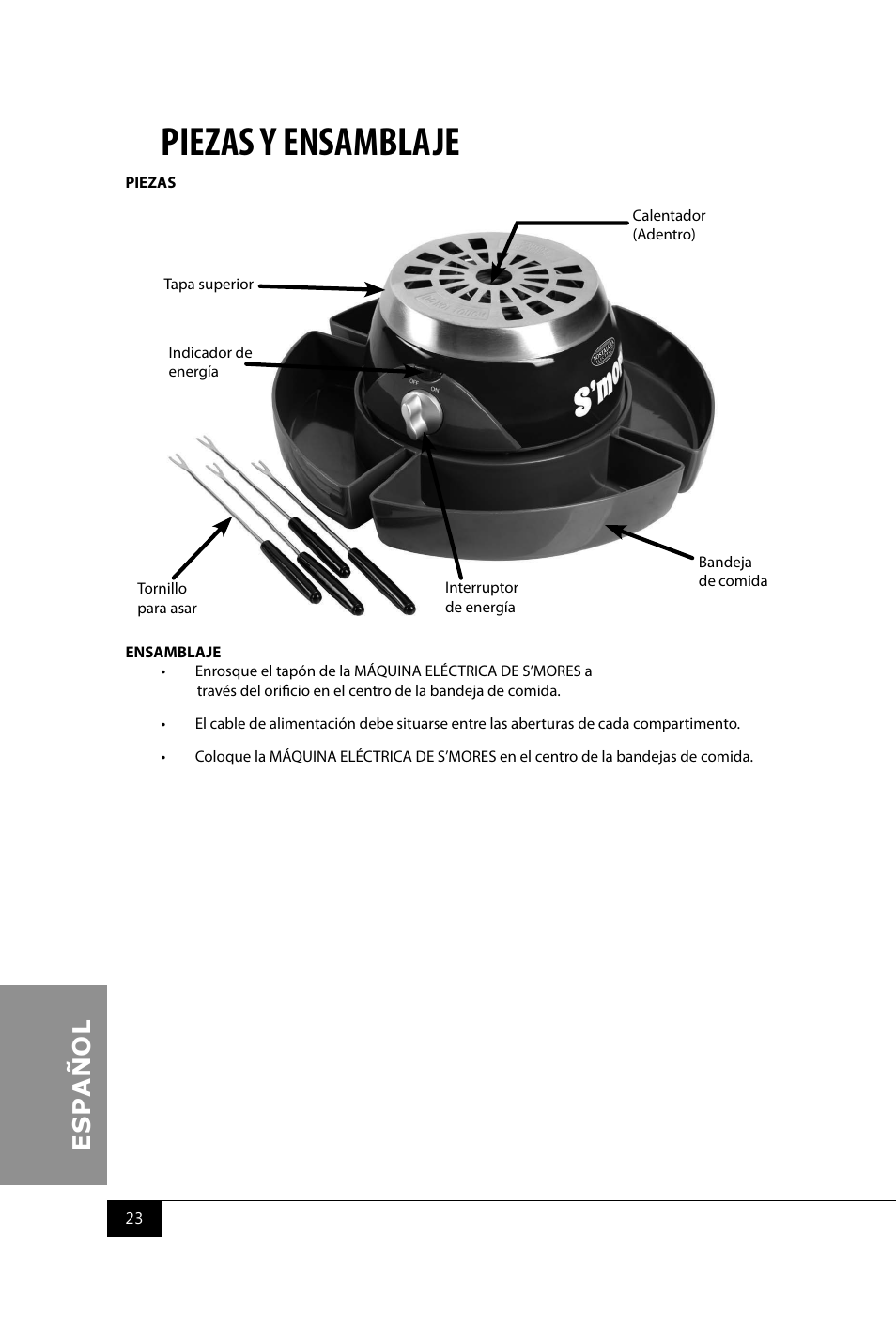 Piezas y ensamblaje | Nostalgia Electrics SMM300 User Manual | Page 25 / 32