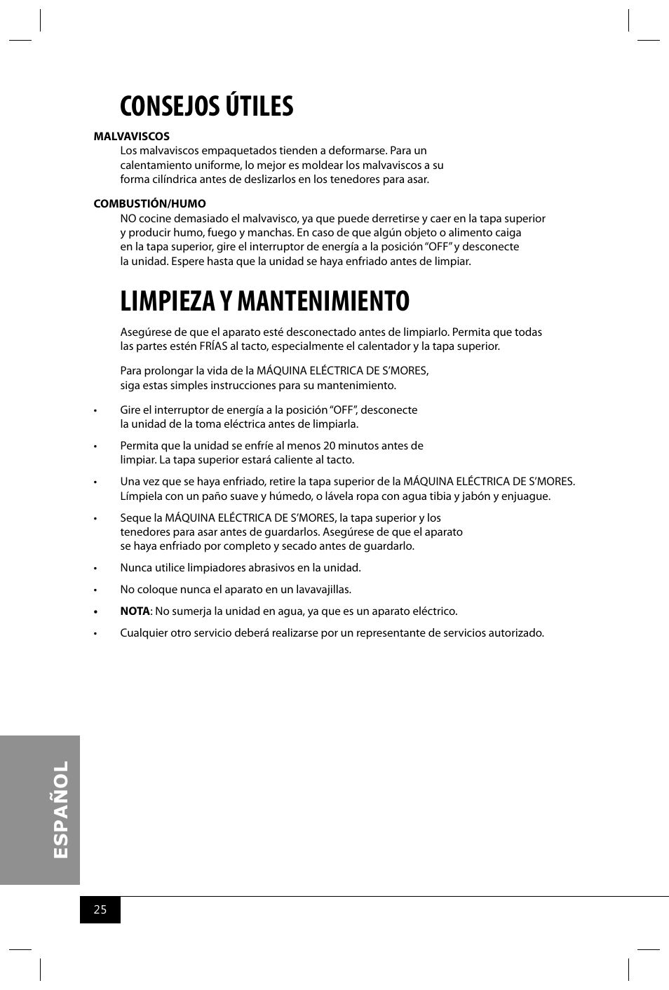 Consejos útiles, Limpieza y mantenimiento | Nostalgia Electrics SMM300 User Manual | Page 27 / 32