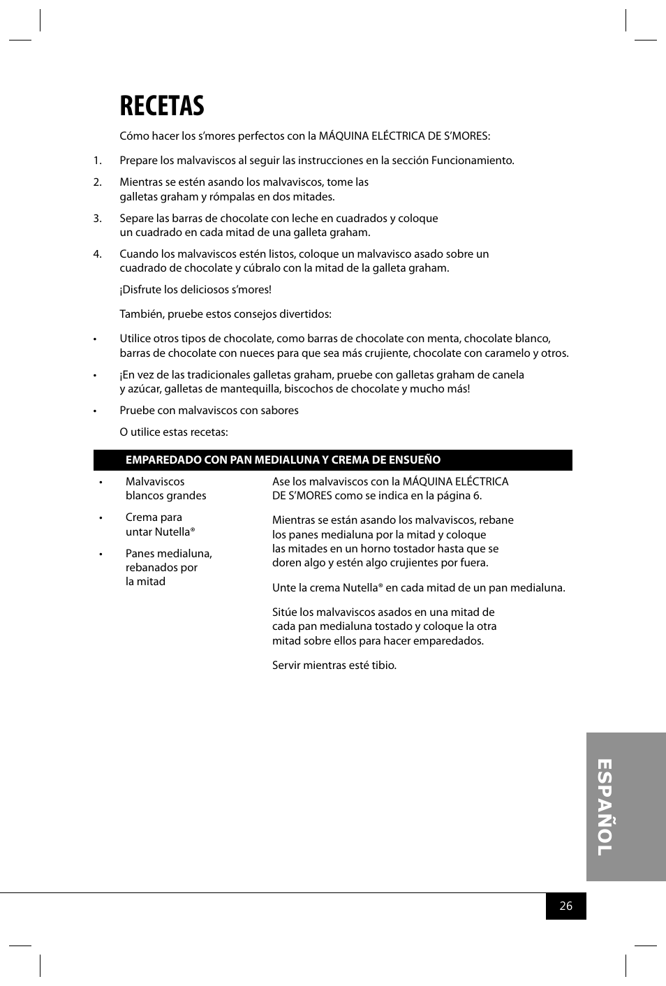 Recetas | Nostalgia Electrics SMM300 User Manual | Page 28 / 32