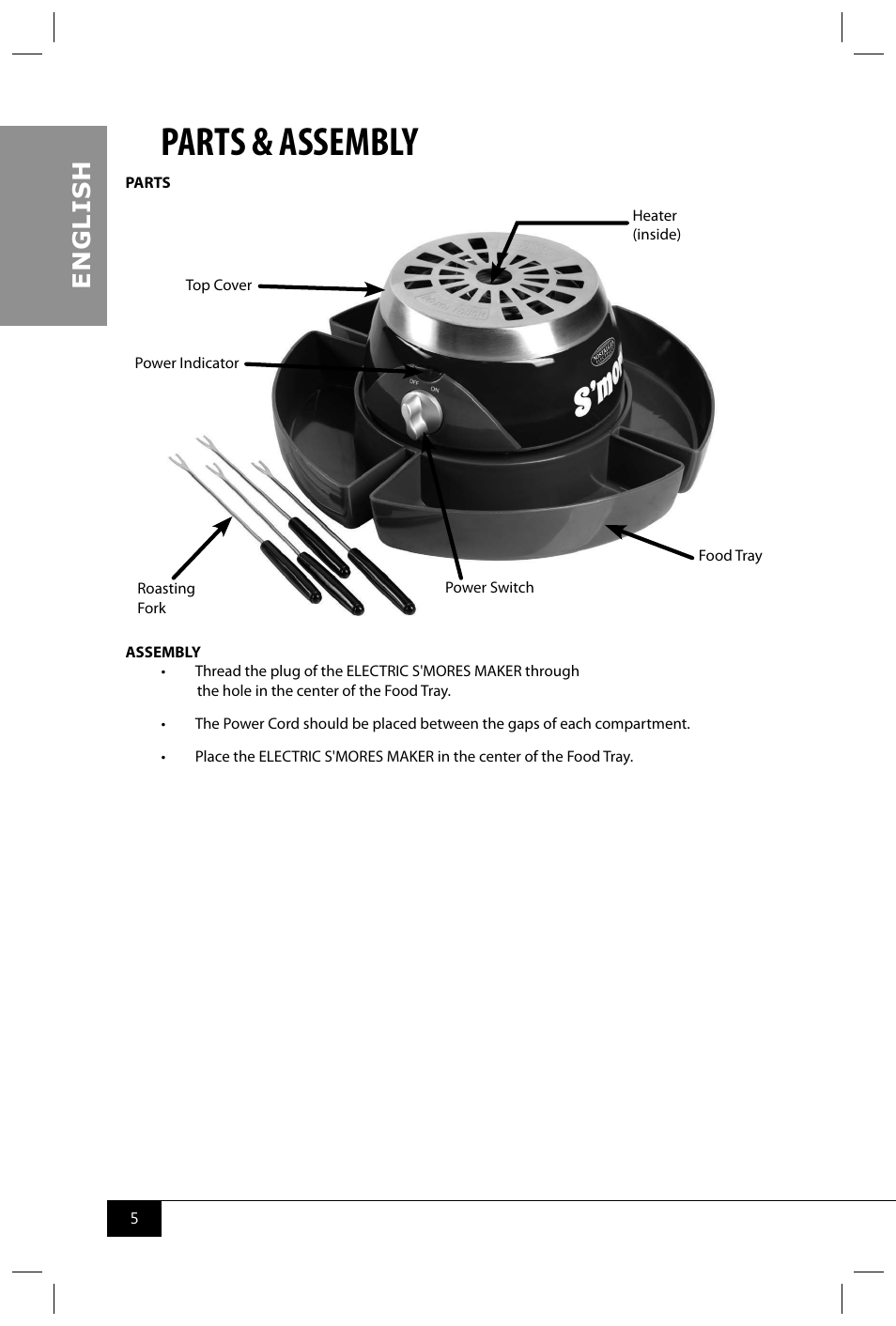 Parts & assembly, En g li s h | Nostalgia Electrics SMM300 User Manual | Page 7 / 32