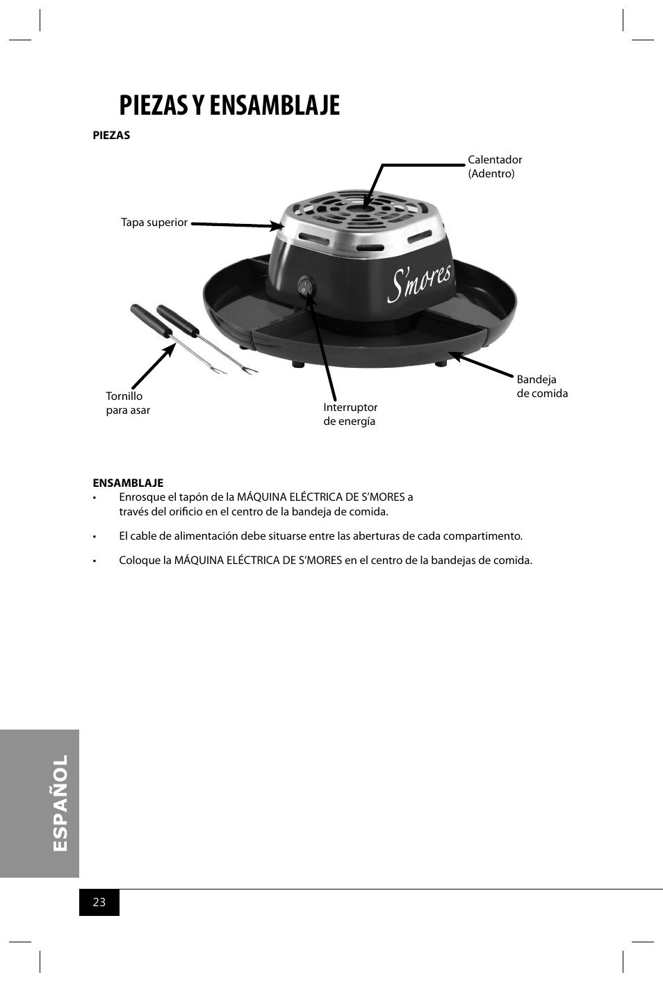 Piezas y ensamblaje | Nostalgia Electrics SMM200 User Manual | Page 25 / 32