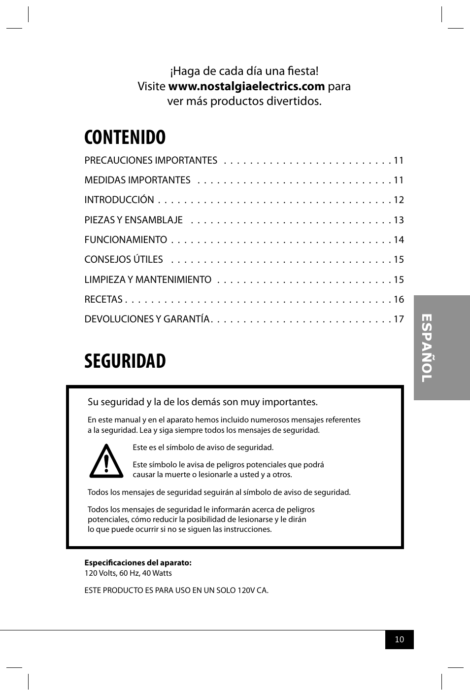 Nostalgia Electrics GCM200 User Manual | Page 12 / 28