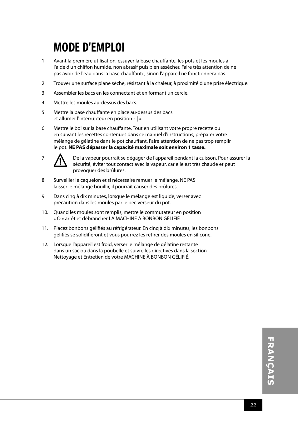 Mode d'emploi | Nostalgia Electrics GCM200 User Manual | Page 24 / 28