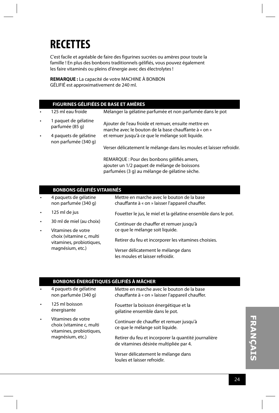 Recettes | Nostalgia Electrics GCM200 User Manual | Page 26 / 28