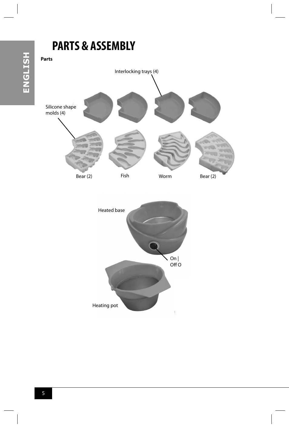 Parts & assembly, En g li s h | Nostalgia Electrics GCM200 User Manual | Page 7 / 28