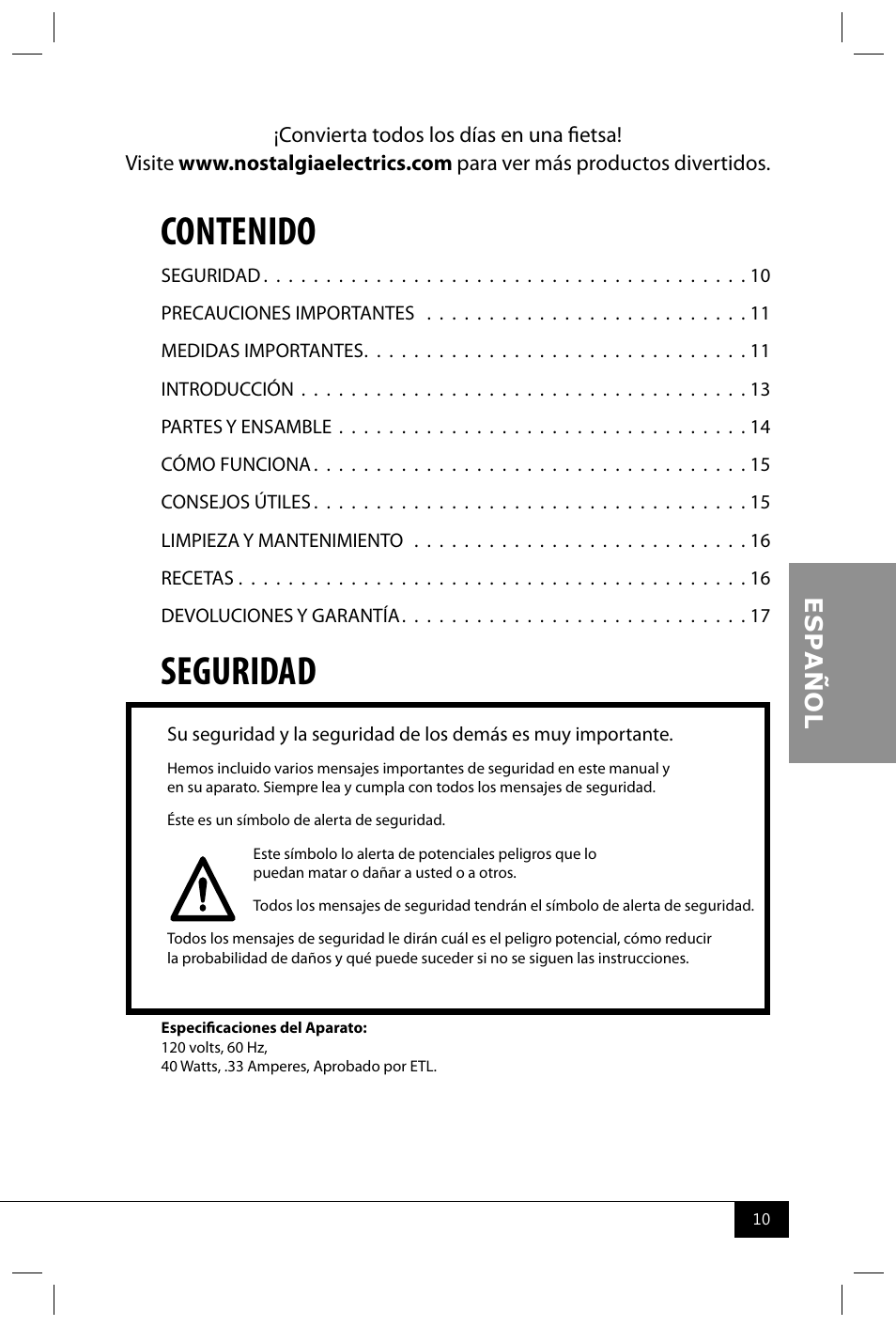 Nostalgia Electrics CFF965 User Manual | Page 12 / 28