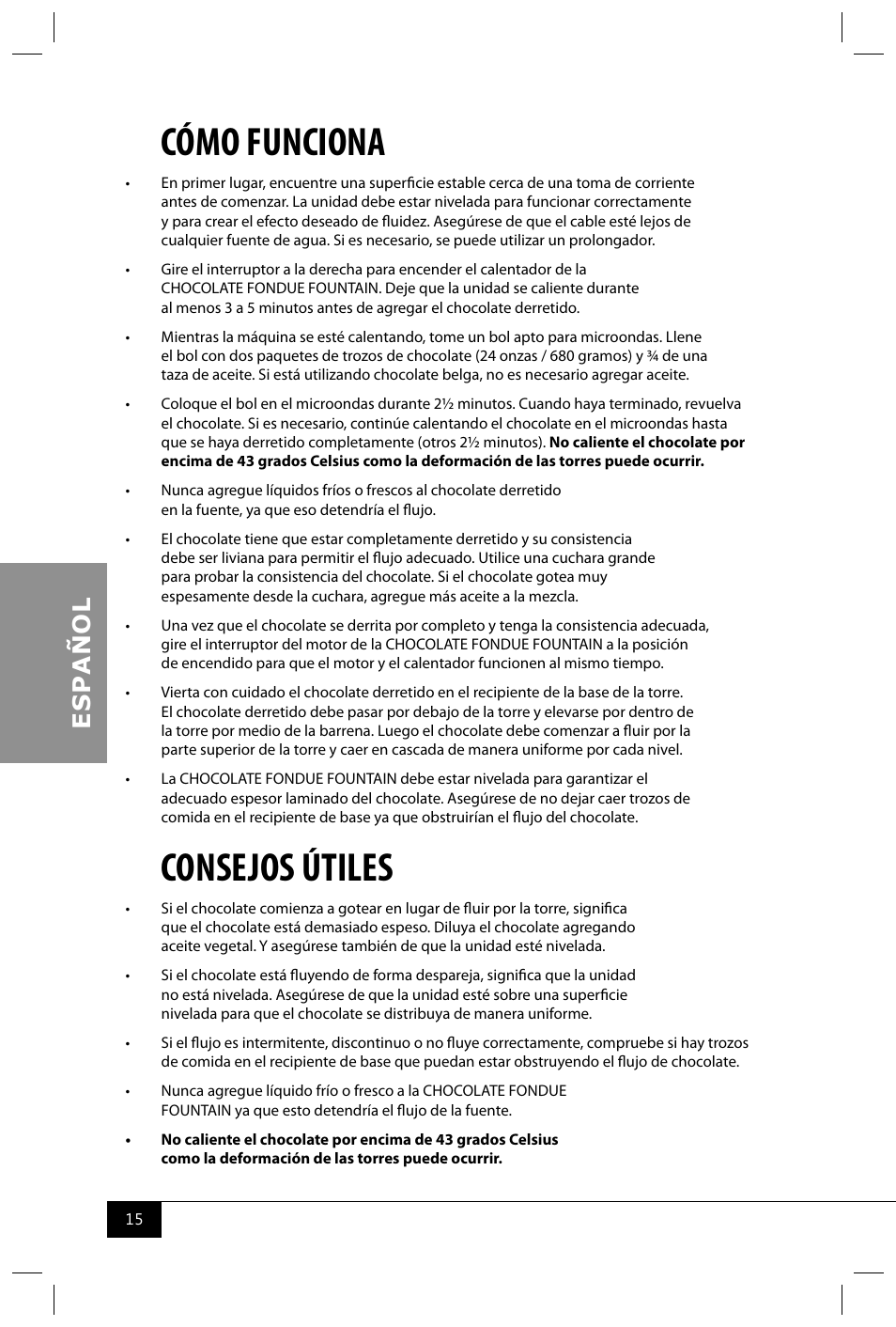 Cómo funciona, Consejos útiles | Nostalgia Electrics CFF965 User Manual | Page 17 / 28