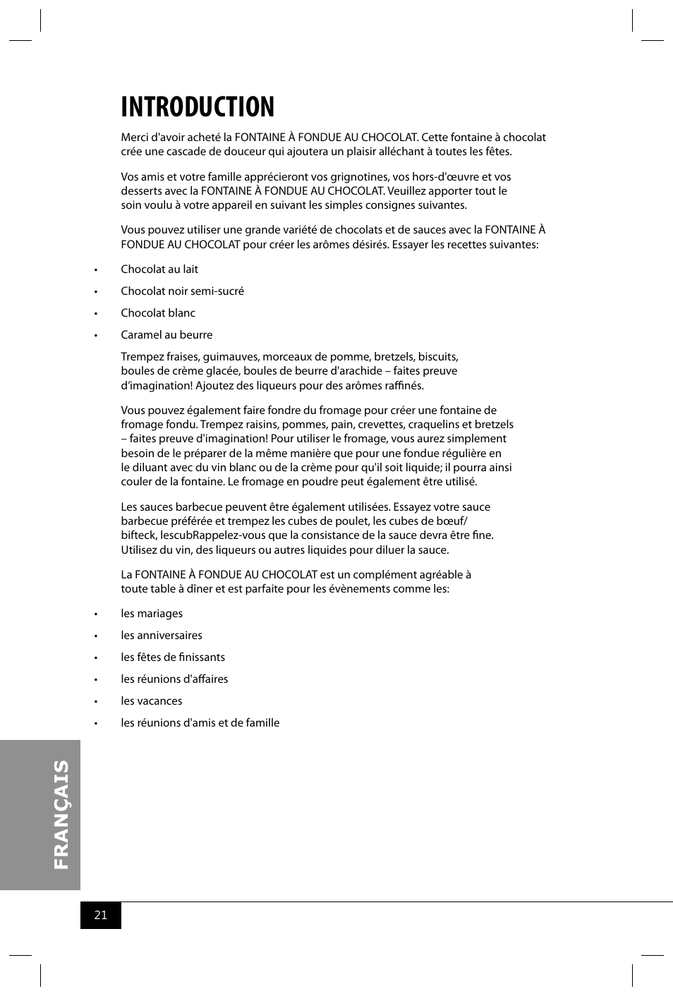 Introduction | Nostalgia Electrics CFF965 User Manual | Page 23 / 28