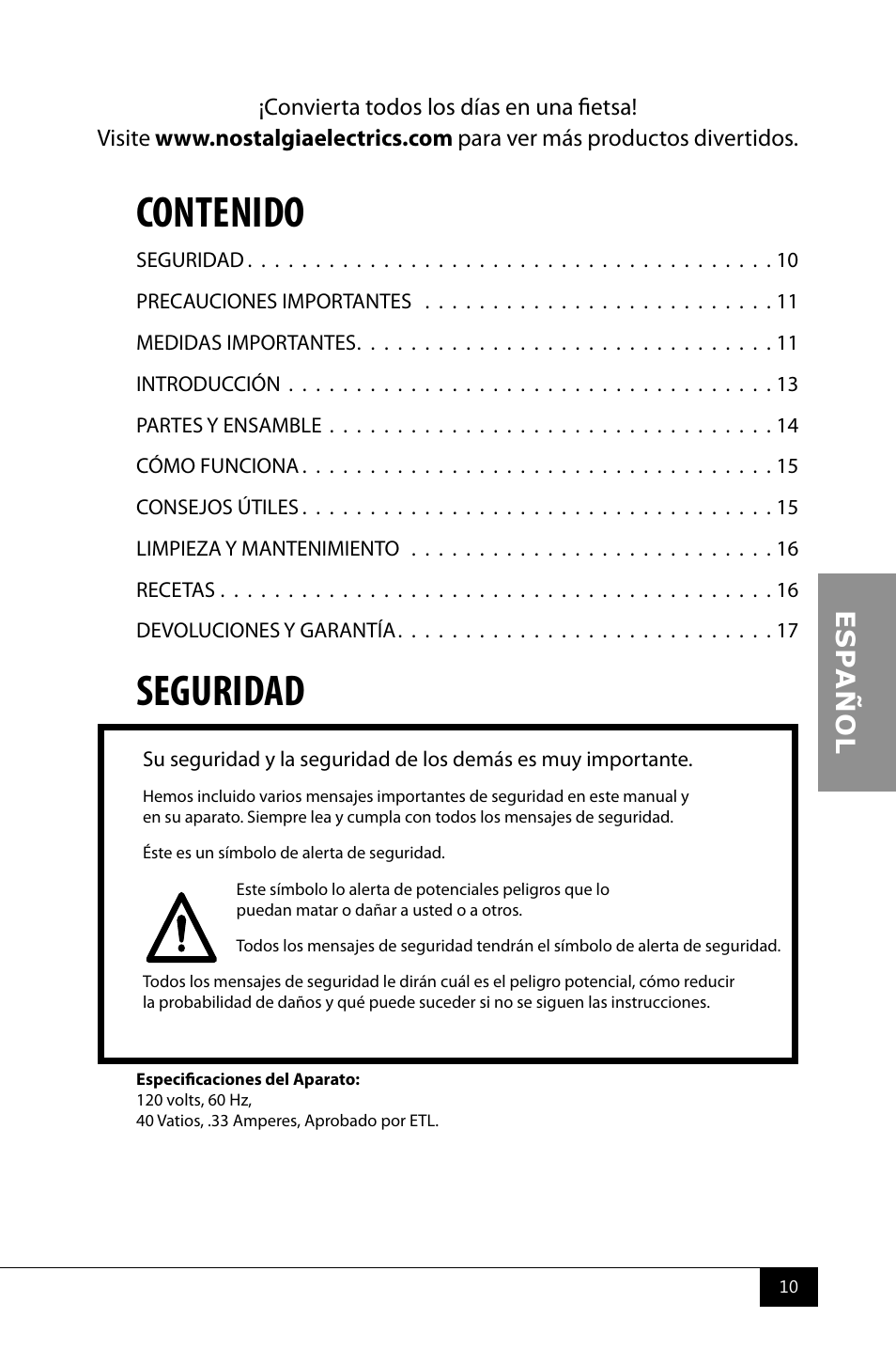 Nostalgia Electrics CFF960 User Manual | Page 12 / 28