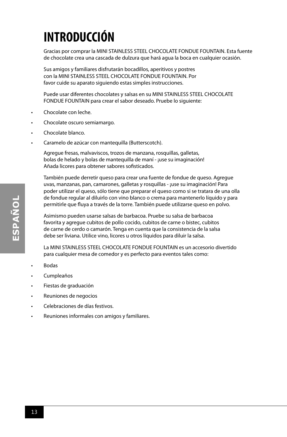 Introducción | Nostalgia Electrics CFF960 User Manual | Page 15 / 28