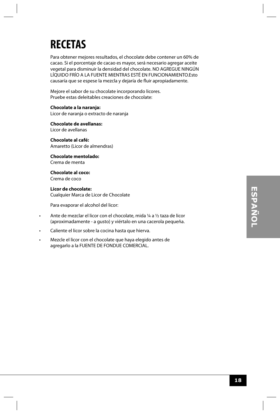 Recetas | Nostalgia Electrics CFF552 User Manual | Page 20 / 30