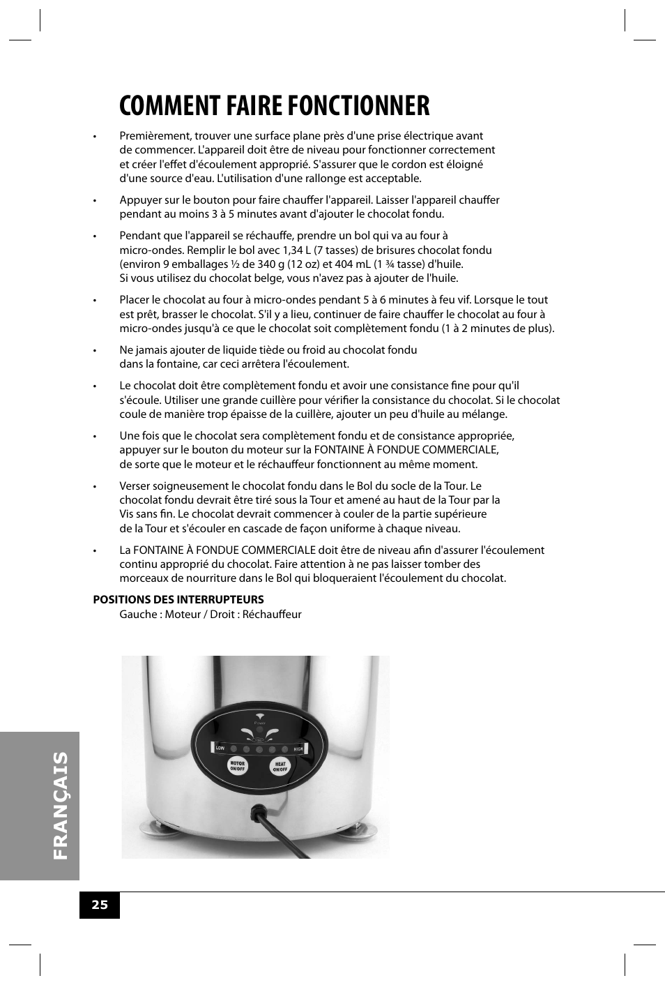 Comment faire fonctionner | Nostalgia Electrics CFF552 User Manual | Page 27 / 30