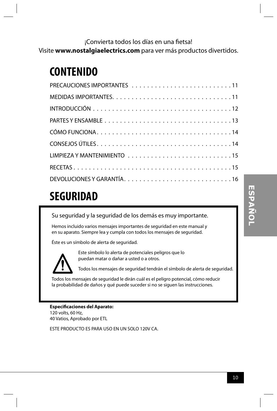 Nostalgia Electrics CFF300 SERIES User Manual | Page 12 / 26