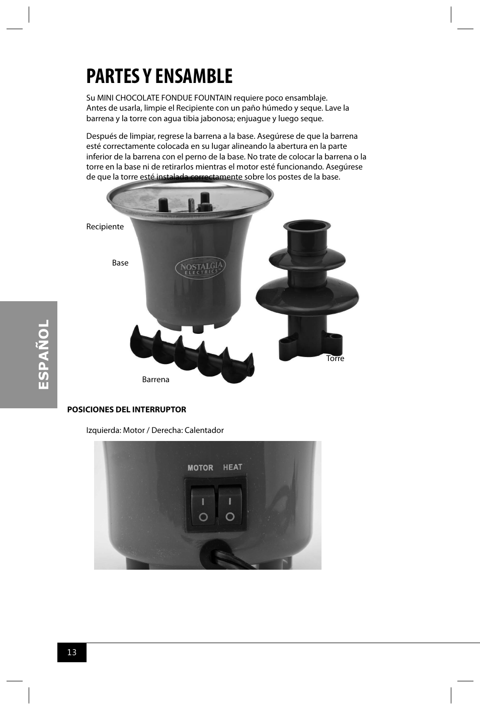 Partes y ensamble | Nostalgia Electrics CFF300 SERIES User Manual | Page 15 / 26