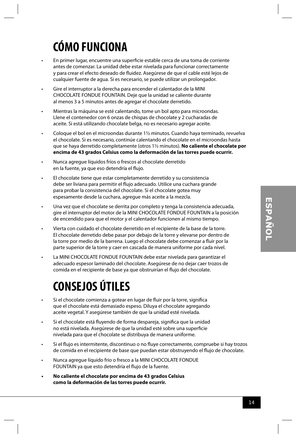 Cómo funciona, Consejos útiles | Nostalgia Electrics CFF300 SERIES User Manual | Page 16 / 26
