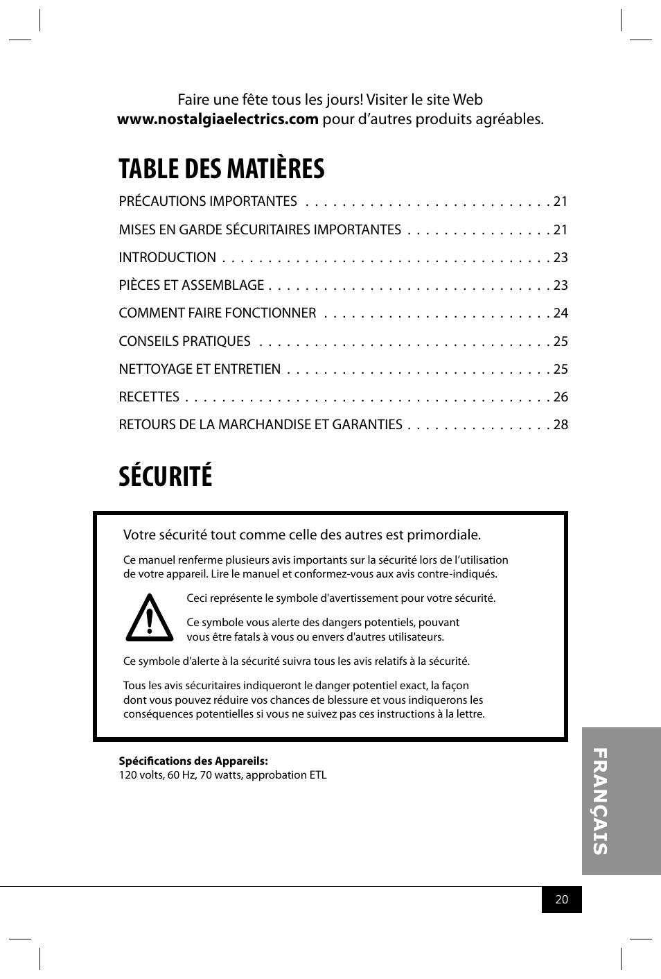 Nostalgia Electrics CD070 User Manual | Page 22 / 30