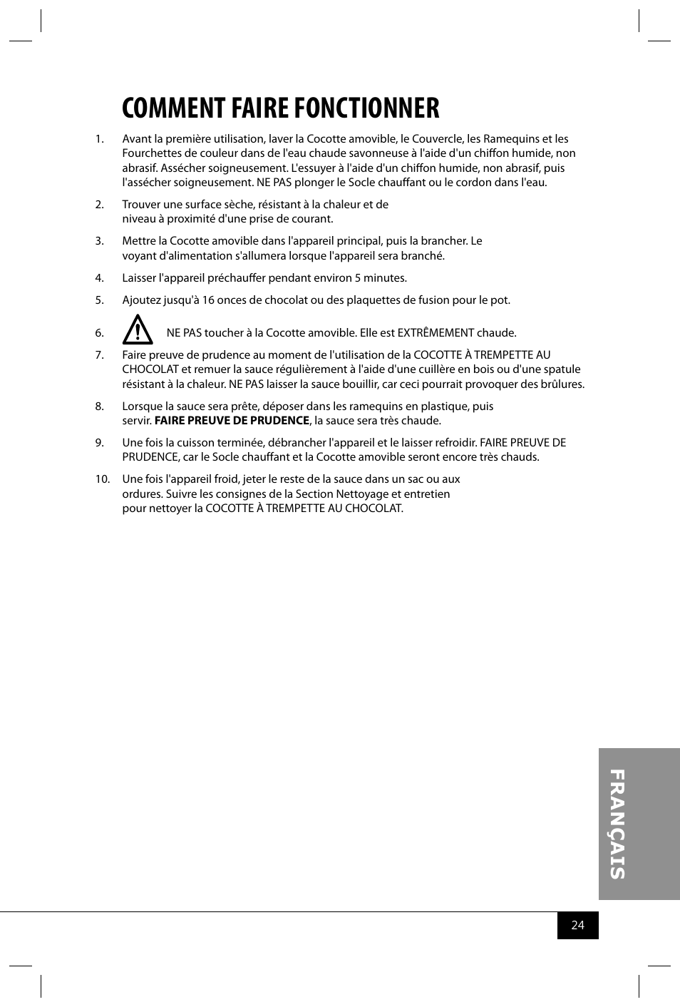 Comment faire fonctionner | Nostalgia Electrics CD070 User Manual | Page 26 / 30