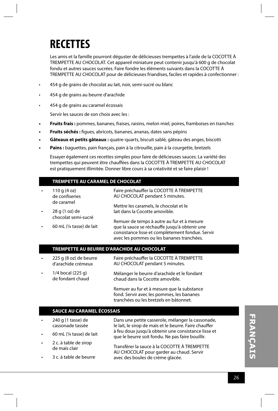 Recettes | Nostalgia Electrics CD070 User Manual | Page 28 / 30