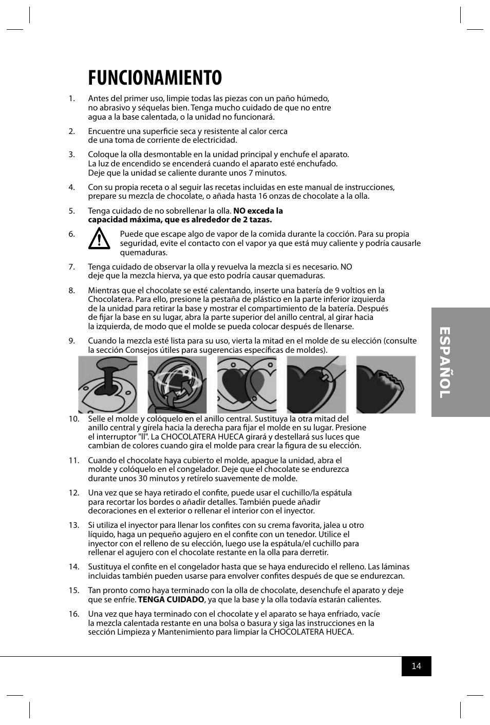 Funcionamiento | Nostalgia Electrics HCC360 User Manual | Page 16 / 28