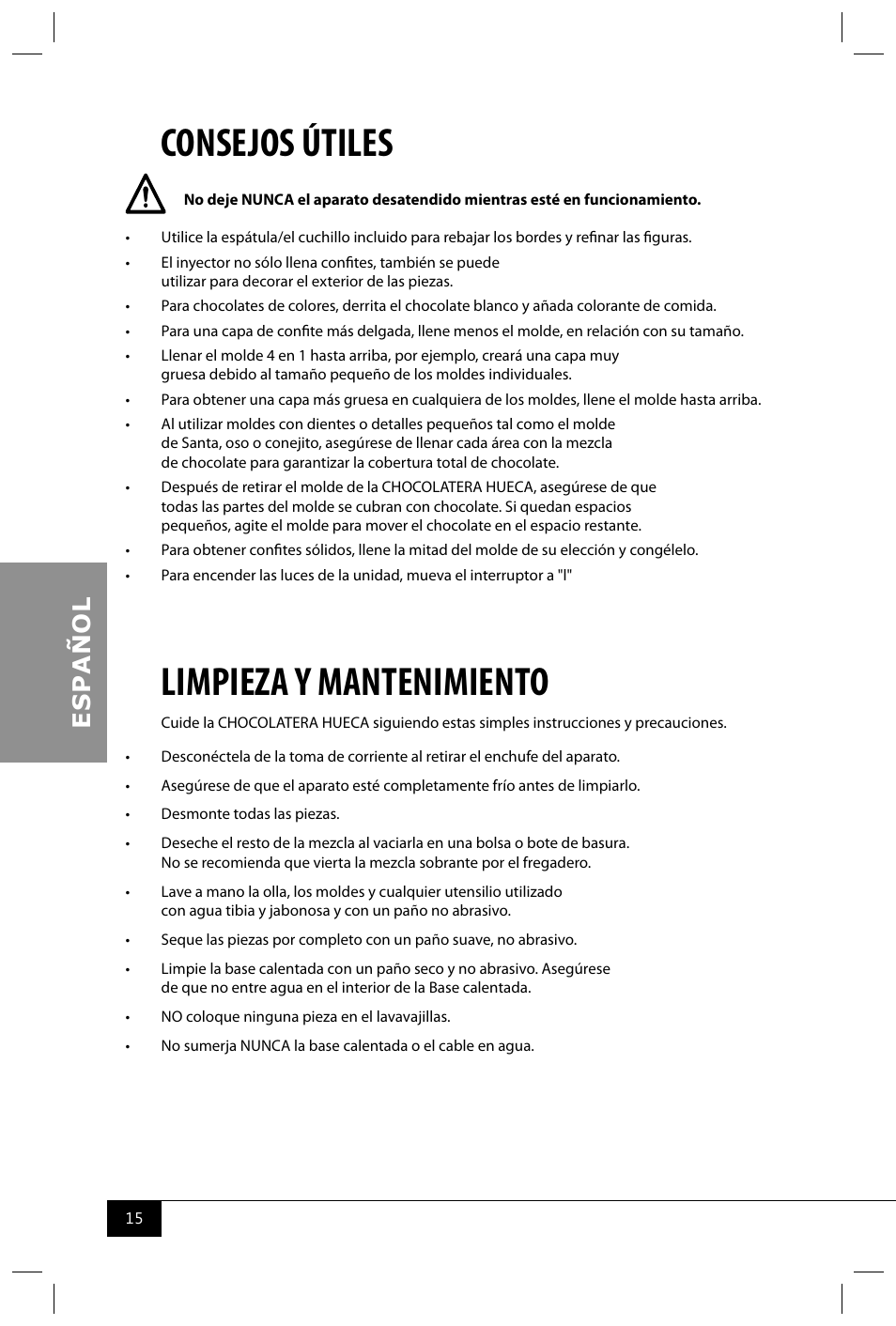 Consejos útiles, Limpieza y mantenimiento | Nostalgia Electrics HCC360 User Manual | Page 17 / 28