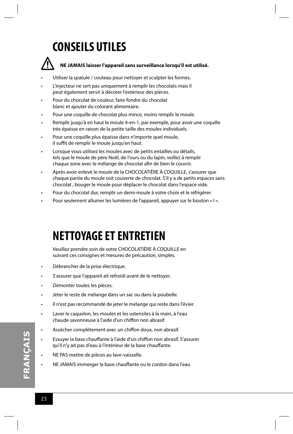 Conseils utiles, Nettoyage et entretien | Nostalgia Electrics HCC360 User Manual | Page 25 / 28