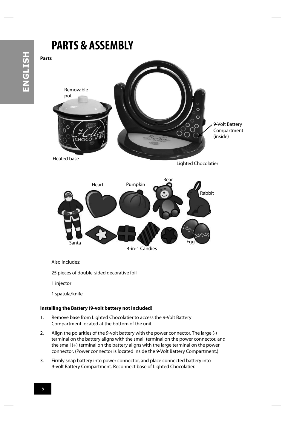 Parts & assembly, En g li s h | Nostalgia Electrics HCC360 User Manual | Page 7 / 28