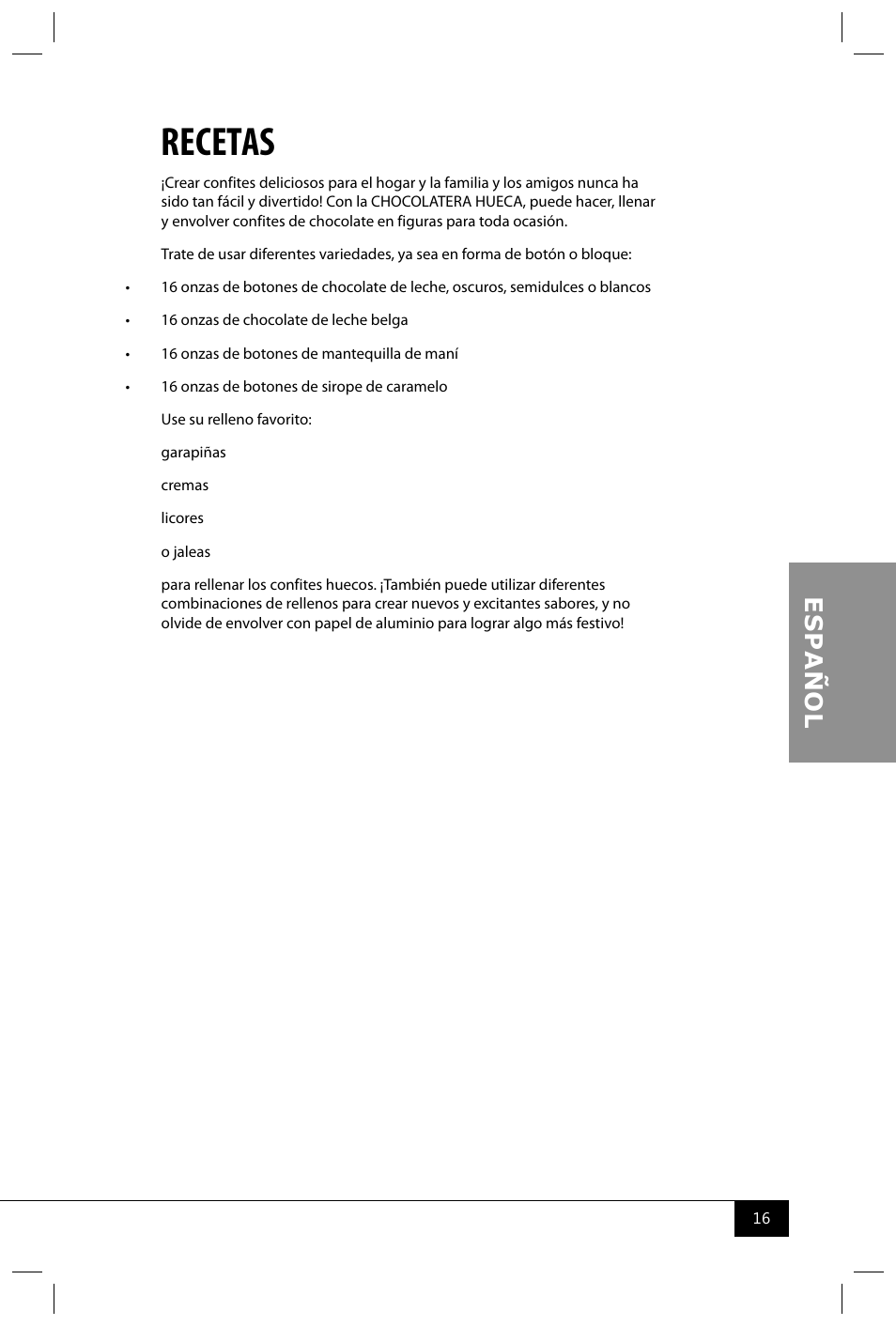 Recetas | Nostalgia Electrics HCC100NP User Manual | Page 18 / 28