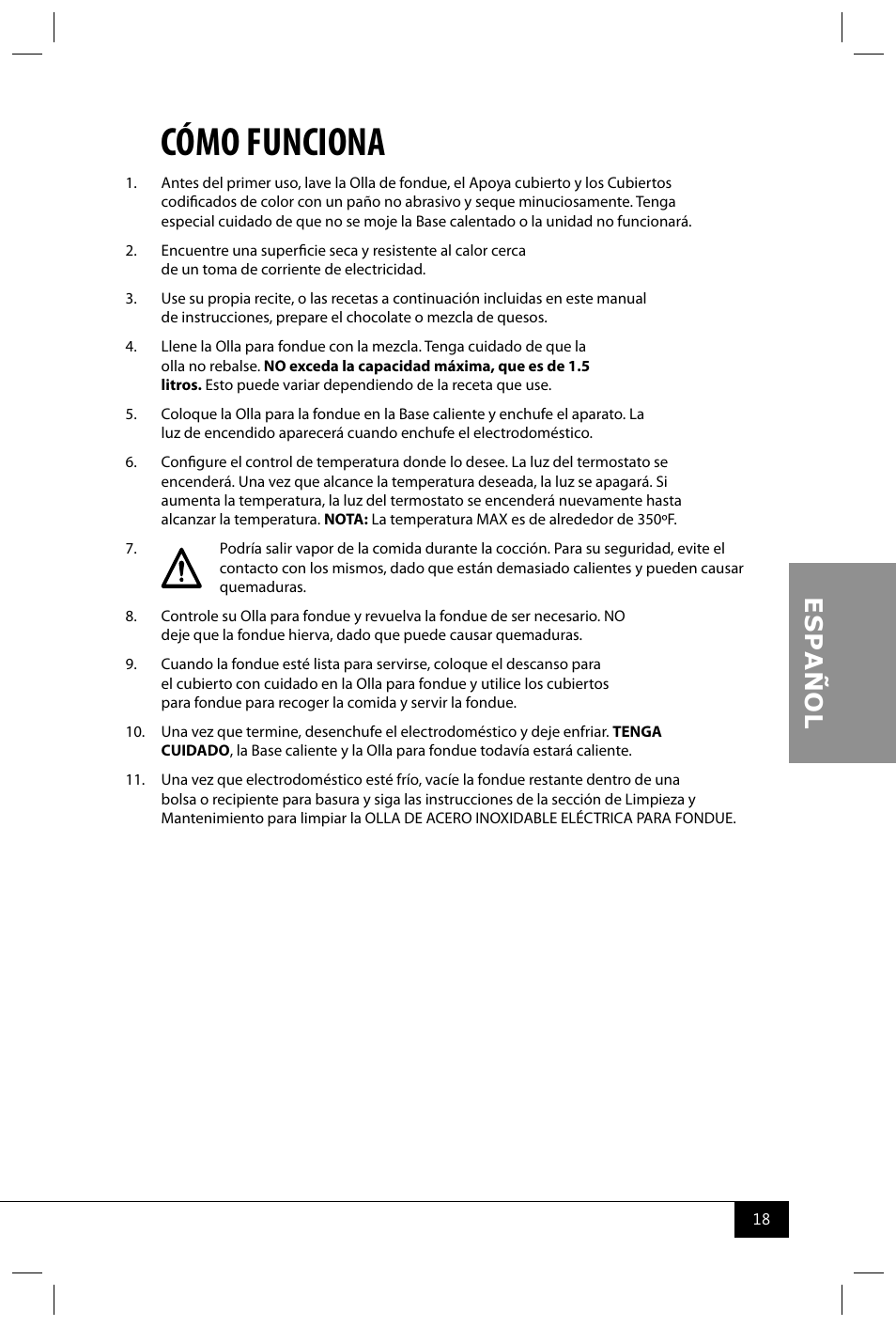 Cómo funciona | Nostalgia Electrics FPS200 SERIES User Manual | Page 20 / 38