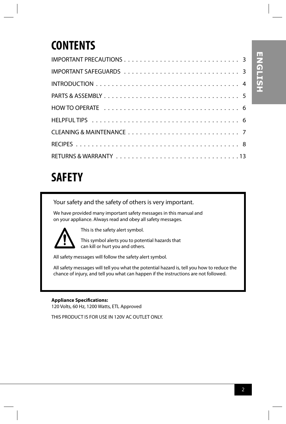 Nostalgia Electrics FPS200 SERIES User Manual | Page 4 / 38